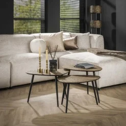 Organische Salontafel Pure Metaal Set van 3 stuks - Brons - Loft24.nl