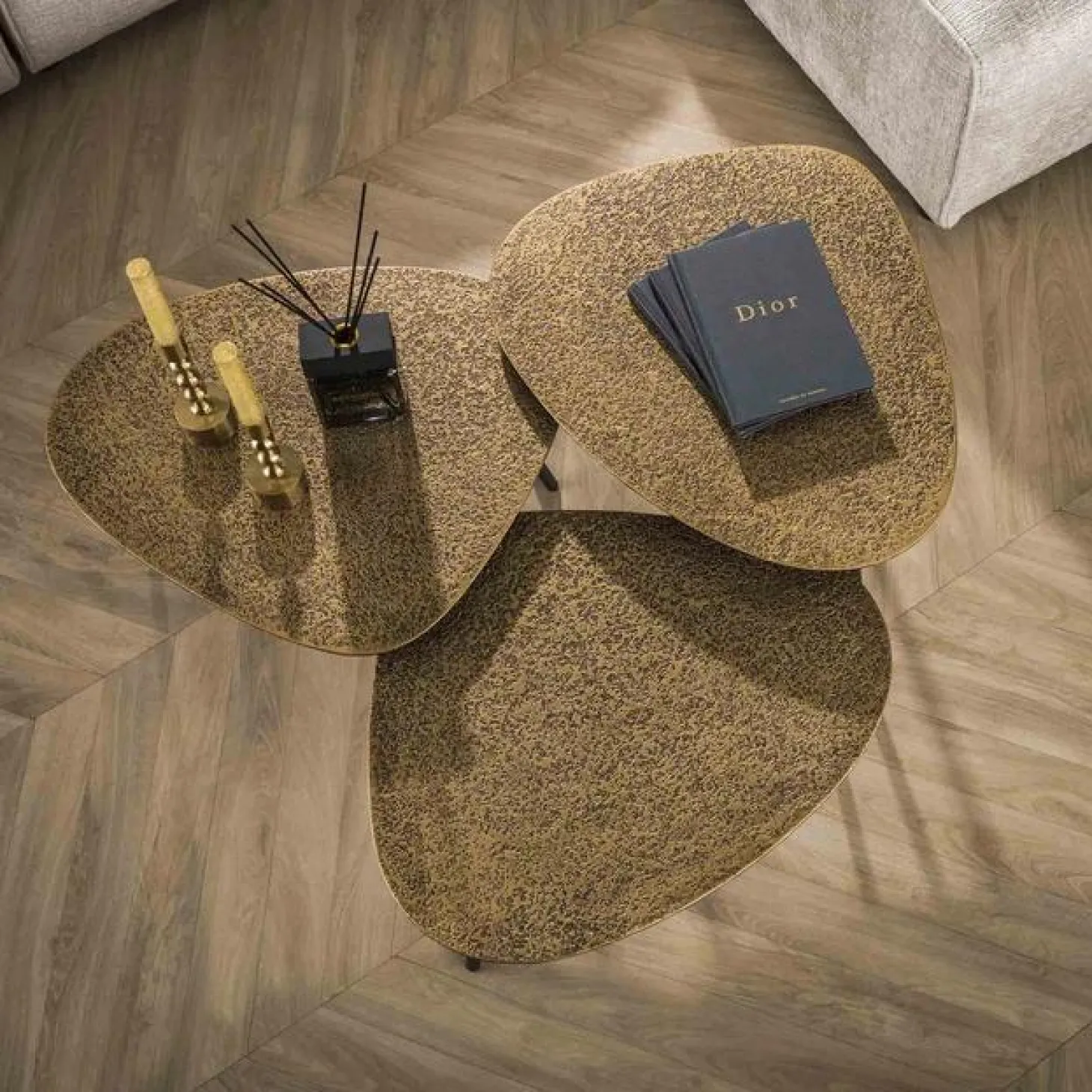 Organische Salontafel Pure Metaal Set van 3 stuks - Brons - Loft24.nl