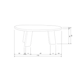 Organische Salontafel Roundly Mangohout 110 x 60cm Walnoot - Loft24.nl