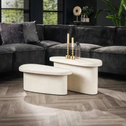 Organische Salontafel Stone Organic XL Set van 2 stuks - Wit - Loft24.nl