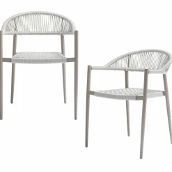 Outdoor Eetkamerstoel Yellow Geweven touw - Lichtgrijs - Loft24.nl