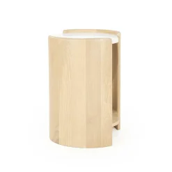 Ovale Bijzettafel Don Marmer en eikenhout 50 x 35cm - Loft24.nl