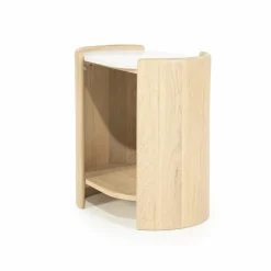 Ovale Bijzettafel Don Marmer en eikenhout 50 x 35cm - Loft24.nl