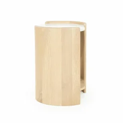 Ovale Bijzettafel Don Marmer en eikenhout 50 x 35cm - Loft24.nl