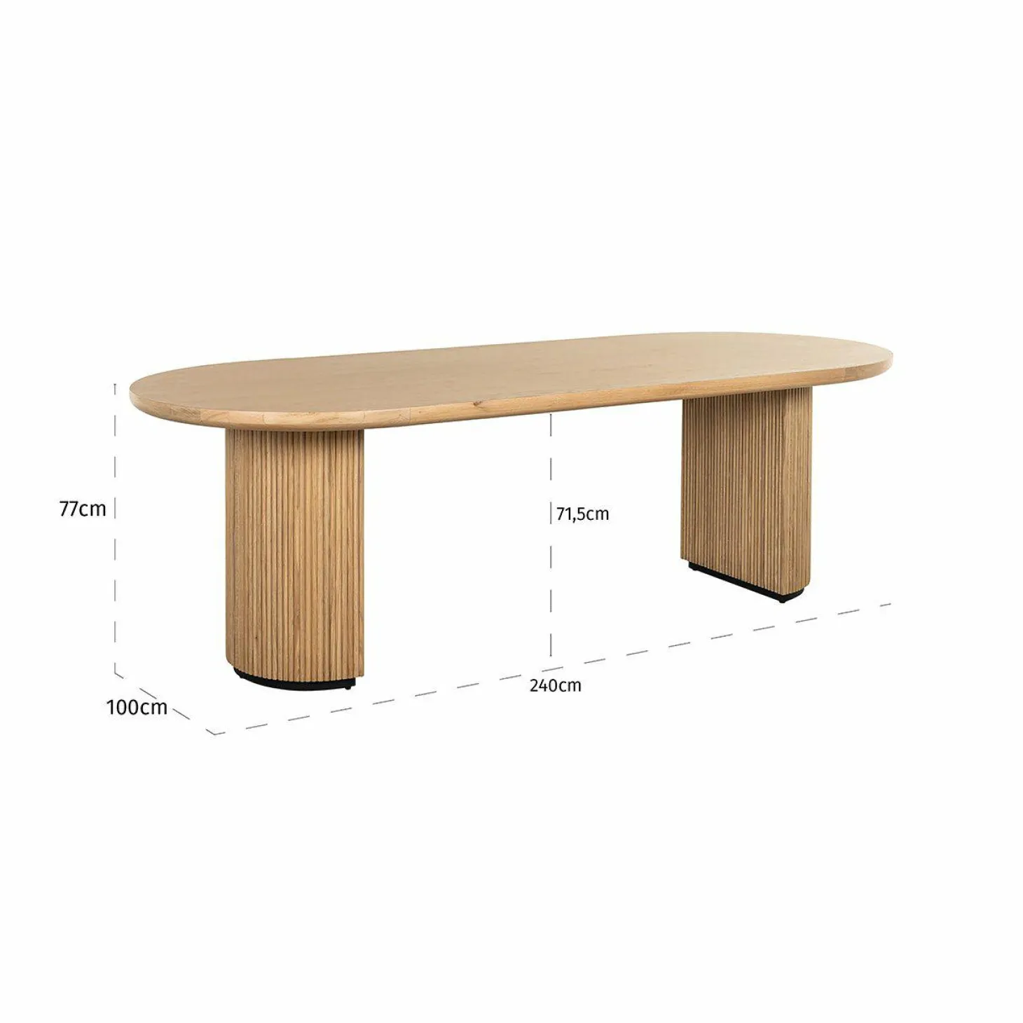 Ovale Eettafel Belfort Eiken 240 x 10 cm - Naturel - Loft24.nl