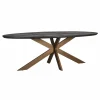 Ovale Eettafel Blackbone 230 x 100 cm met geborsteld gouden spinpoot - Zwart - Loft24.nl