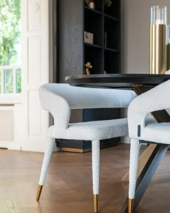 Ovale Eettafel Blackbone 230 x 100 cm met geborsteld gouden spinpoot - Zwart - Loft24.nl