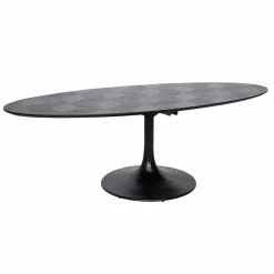 Ovale Eettafel Blax 250 x 120 cm eiken met metalen onderstel - Zwart - Loft24.nl