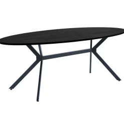 Ovale Eettafel Bruno 220 x 100cm, kleur zwart - Loft24.nl