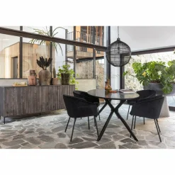 Ovale Eettafel Bruno 220 x 100cm, kleur zwart - Loft24.nl