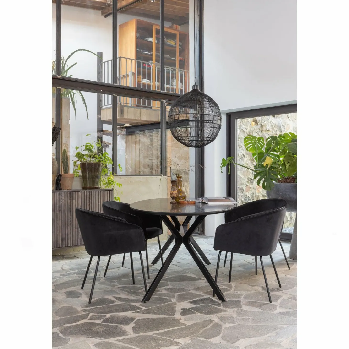 Ovale Eettafel Bruno 220 x 100cm, kleur zwart - Loft24.nl