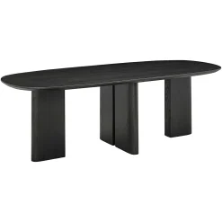Ovale Eettafel Durban 220 x 95 cm met verstelbare poten Eiken - Zwart - Loft24.nl