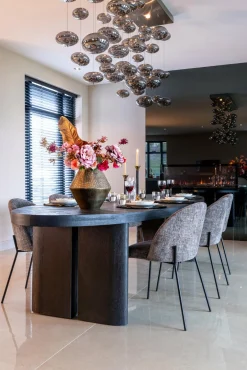 Ovale Eettafel eiken Lilly 330 x 120 cm - Zwart - Loft24.nl