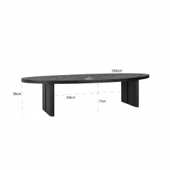 Ovale Eettafel eiken Lilly 330 x 120 cm - Zwart - Loft24.nl