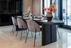 Ovale Eettafel eiken Lilly 330 x 120 cm - Zwart - Loft24.nl