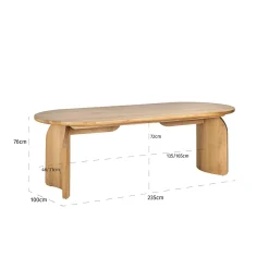 Ovale Eettafel Fairmont Eiken 235 x 100 cm - Naturel - Loft24.nl