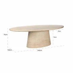 Ovale Eettafel Fictus Faux Travertine 240 x 120 cm - Beige - Loft24.nl