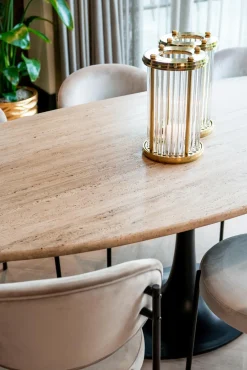 Ovale Eettafel Hampton 230 x 100 cm - Travertin - Loft24.nl