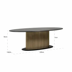 Ovale Eettafel Ironville 235 x 110cm Marmer - Zwart - Loft24.nl
