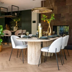 Ovale Eettafel La Cantera 240 x 110 cm - Travertin - Loft24.nl