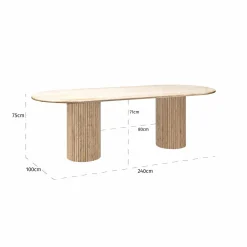 Ovale Eettafel La Cantera 240 x 110 cm - Travertin - Loft24.nl
