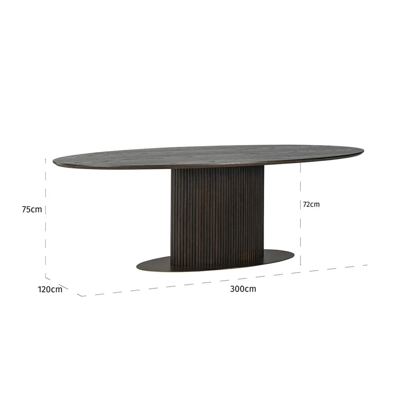 Ovale Eettafel Luxor 300 x 120 cm - Bruin - Loft24.nl