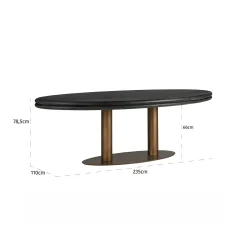 Ovale eettafel Macaron 235 x 110 cm - eikenhout met metalen onderstel - Loft24.nl