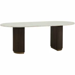 Ovale Eettafel Mayfield Marmer 210 x 100 cm - Bruin - Loft24.nl