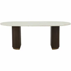 Ovale Eettafel Mayfield Marmer 210 x 100 cm - Bruin - Loft24.nl