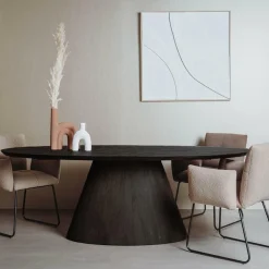 Ovale Eettafel Premana Mangohout Zwart - 240cm - Loft24.nl