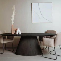 Ovale Eettafel Premana Mangohout Zwart - 220cm - Loft24.nl