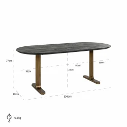 Ovale Eettafel Revelin 200 x 90 cm - Mangohout - Loft24.nl