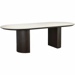Ovale Eettafel Ritz Travertin 240 x 110 cm - Bruin - Loft24.nl