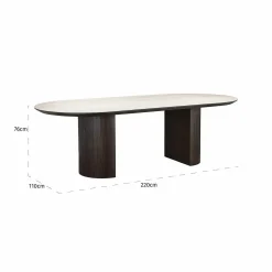 Ovale Eettafel Ritz Travertin 240 x 110 cm - Bruin - Loft24.nl