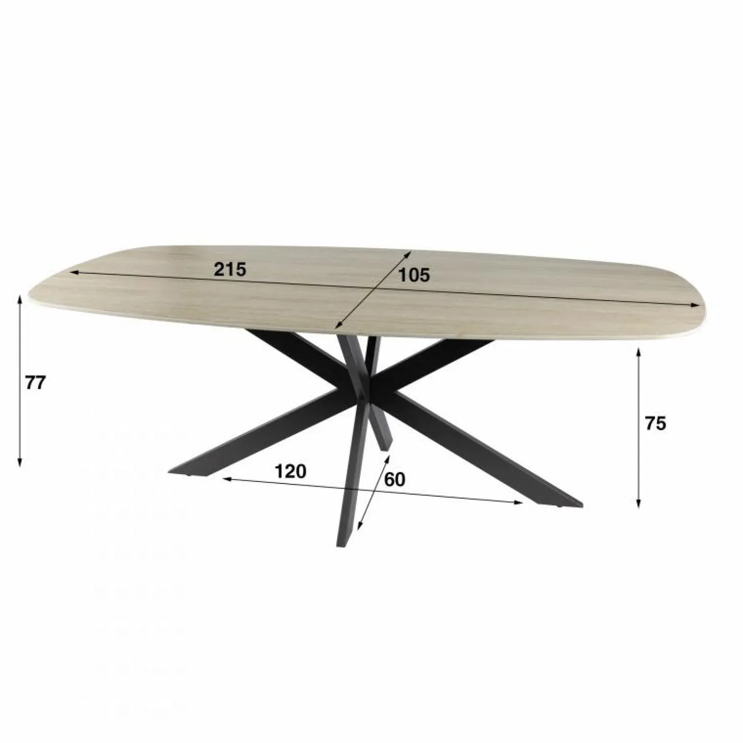 Ovale Eettafel Romano Keramiek in Travertin-look 215 x 105cm - Loft24.nl