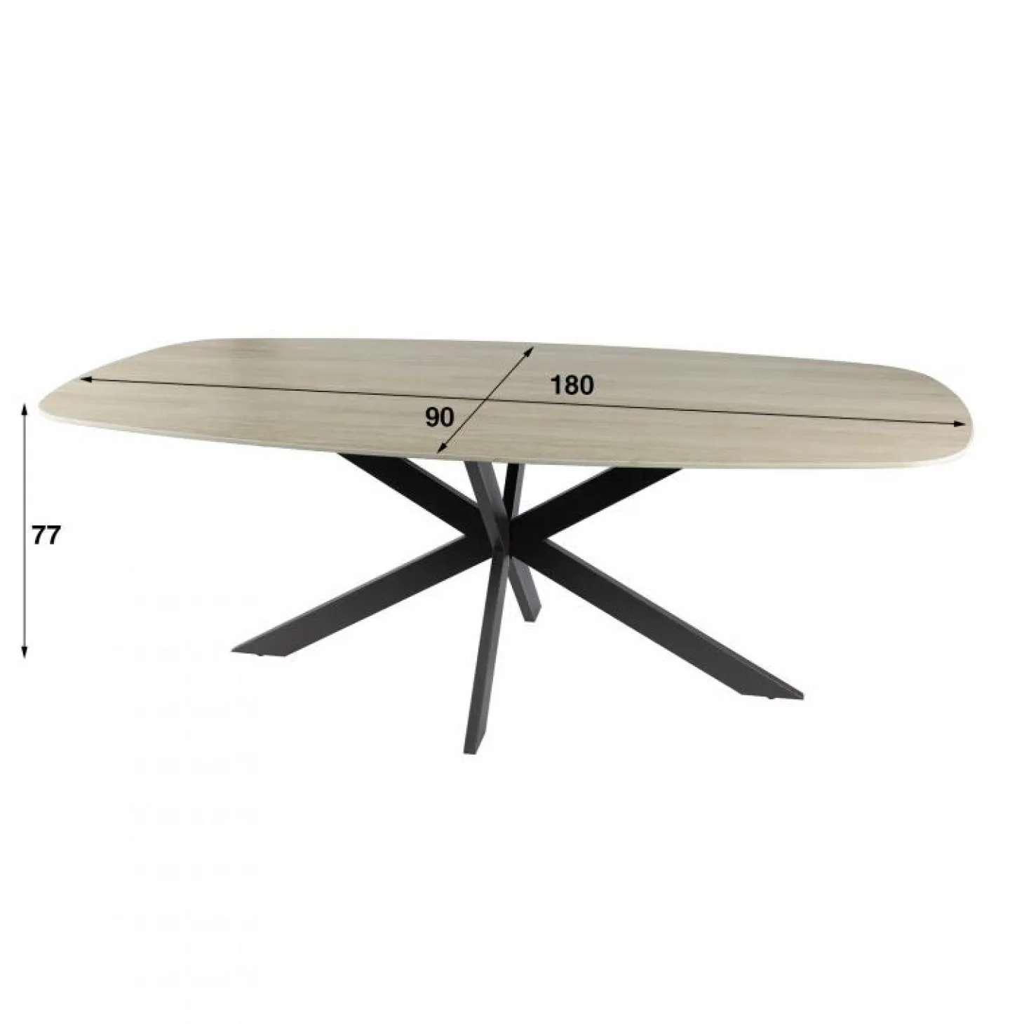 Ovale Eettafel Romano Keramiek in Travertin-look 180 x 90cm - Loft24.nl