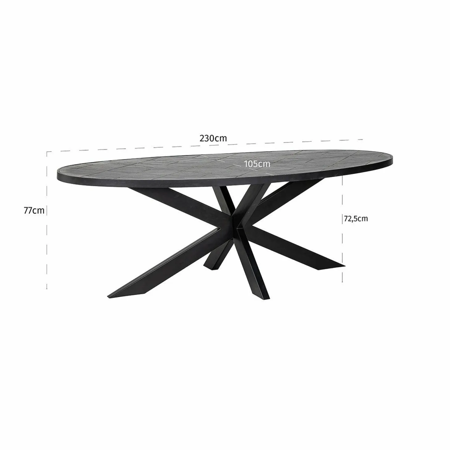 Ovale Eettafel Scotch 230 x 100 cm steenfineer - Zwart - Loft24.nl
