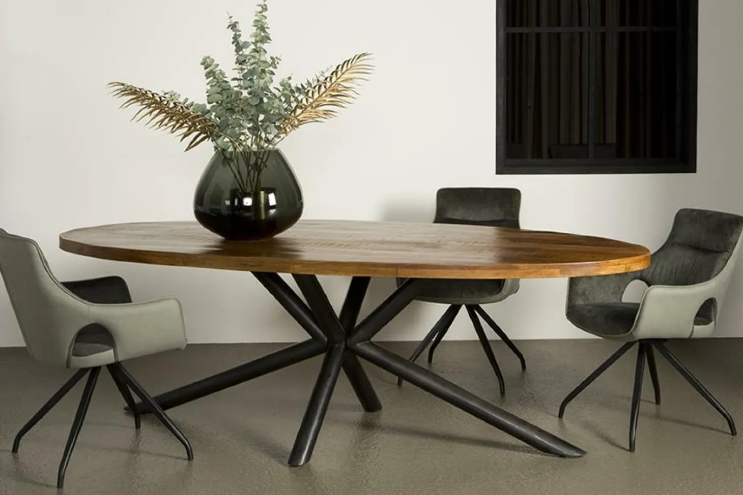 Ovale Eettafel Selva Mangohout 220cm Naturel - Loft24.nl