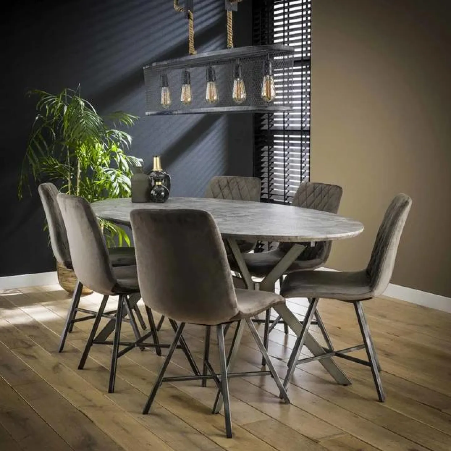 Ovale Eettafel Tata 3D Betonlook - 200 cm - Loft24.nl