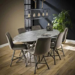 Ovale Eettafel Tata 3D Betonlook - 200 cm - Loft24.nl