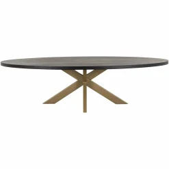 Ovale Eettafel Watson 235 x 110 cm met gouden spinpoot - Loft24.nl