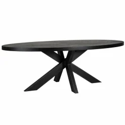 Ovale Eettafel Watson 300 x 120 cm met spinpoot - Zwart - Loft24.nl