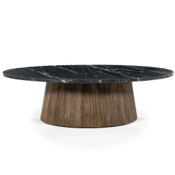 Ovale Salontafel Maxim Mangohout en Marmer 120 x 70 cm - Loft24.nl