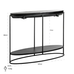 Ovale Sidetable Calesta 100 cm - Zwart - Loft24.nl