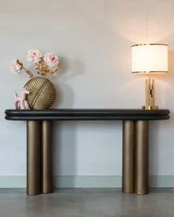 Ovale Sidetable Macaron 160 cm - Zwart rustiek - Loft24.nl