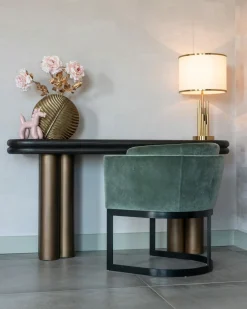 Ovale Sidetable Macaron 160 cm - Zwart rustiek - Loft24.nl