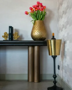 Ovale Sidetable Macaron 160 cm - Zwart rustiek - Loft24.nl