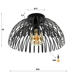 Plafondlamp 1L Gebogen - Loft24.nl