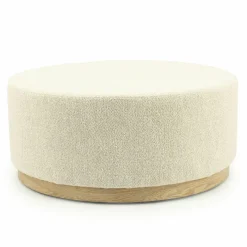 Poef Avah Bouclé 80cm - Beige - Loft24.nl