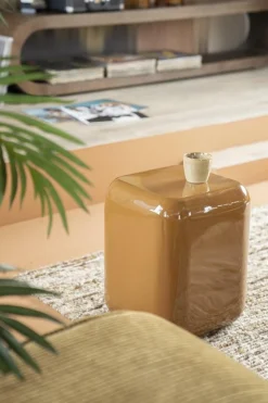 Poef/ Bijzettafel Dixon 34 x 34 cm - Mosterd - Loft24.nl